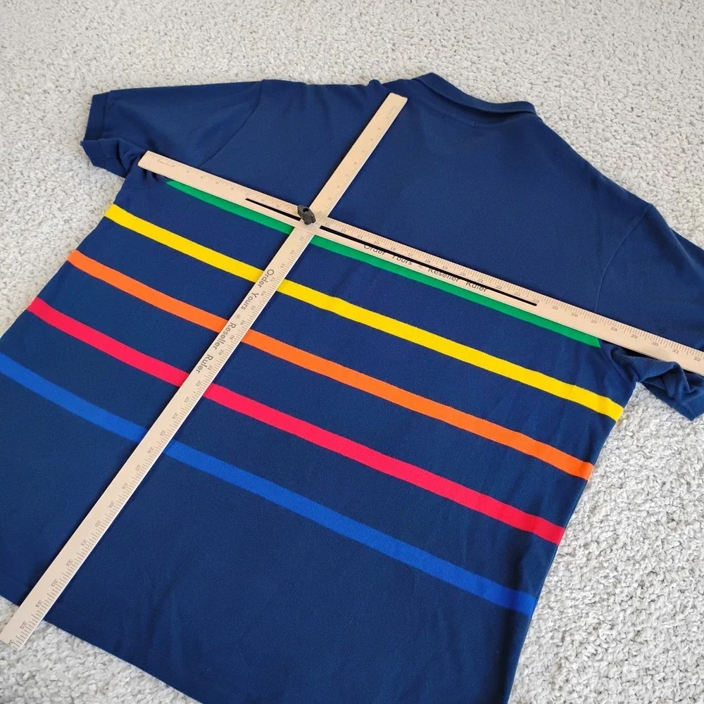 Polo Ralph Lauren Shirt Mens 3XB 3XL Blue Striped Rainbow Pony Designer Preppy